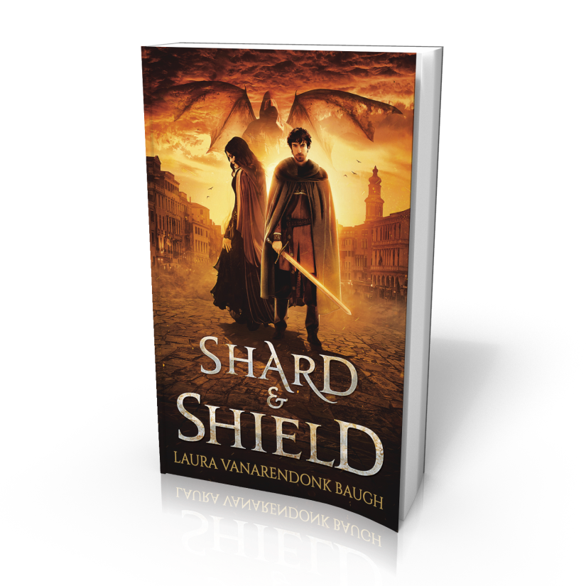 3D Book cover for Shard & Shield by Laura VanArendonk Baugh